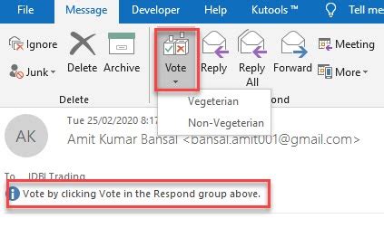 how to vote in outlook mobile app